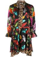 Alice+olivia Multi-print Tie Neck Dress - Multicolour
