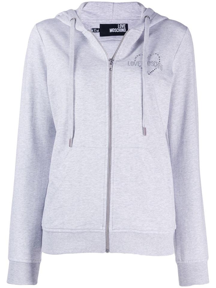 Love Moschino Embellished Logo Hoodie - Grey