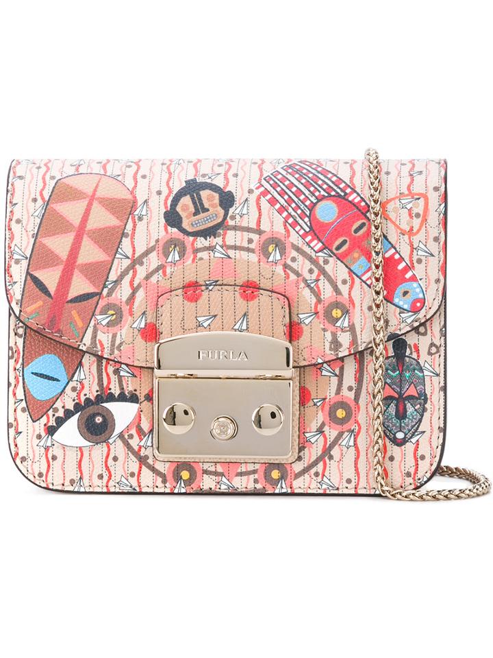 Furla - Ethnic Print Crossbody Bag - Women - Calf Leather - One Size, Nude/neutrals, Calf Leather