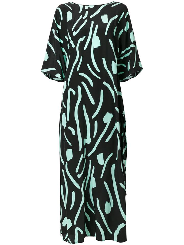 Dvf Diane Von Furstenberg Printed Long T-shirt Dress - Black