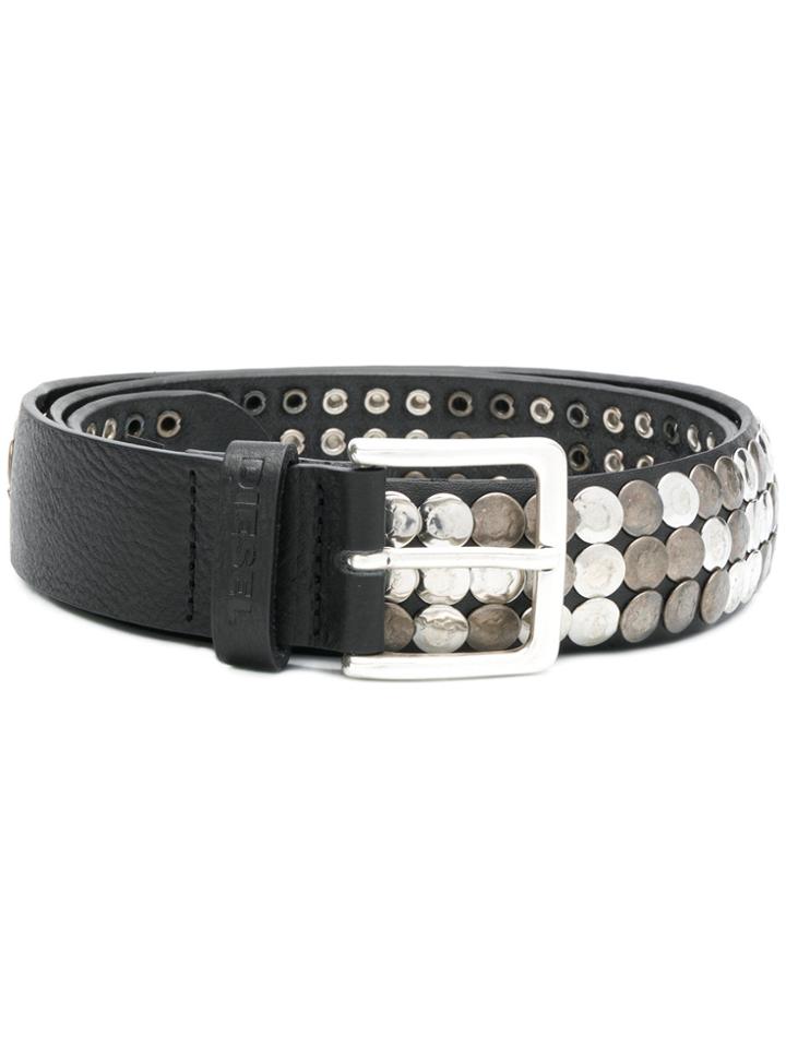 Diesel Disc-embellished Belt - Black