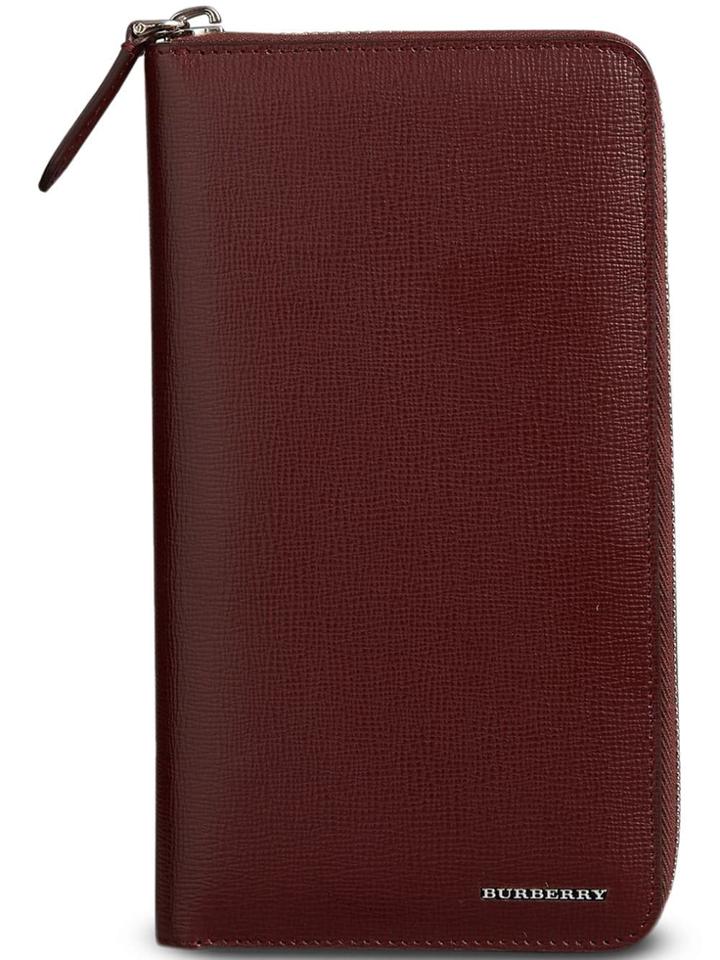 Burberry London Leather Ziparound Wallet - Red