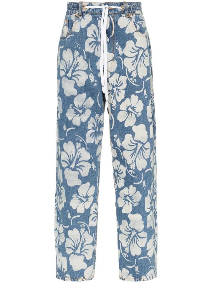 Liam Hodges Floral Print Jeans - Blue