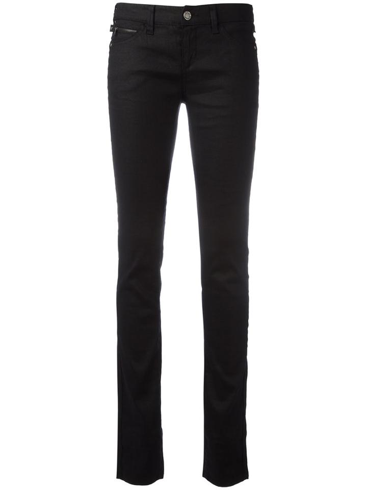 Armani Jeans Slim Fit Trousers, Women's, Size: 28, Black, Linen/flax/viscose/spandex/elastane