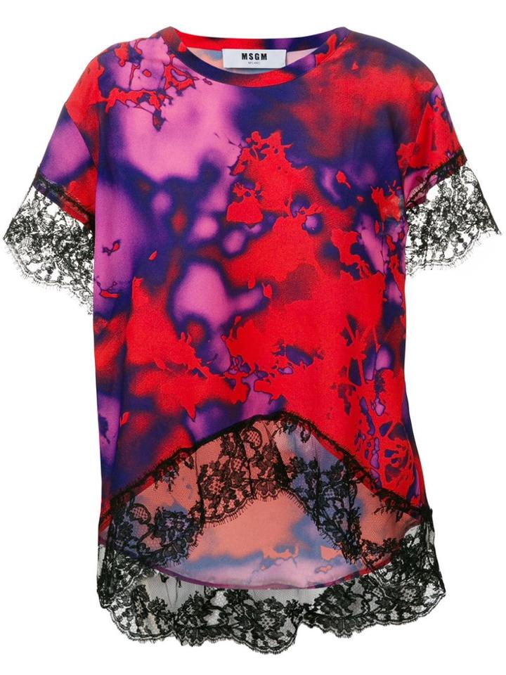 Msgm Lace Trim Top - Blue