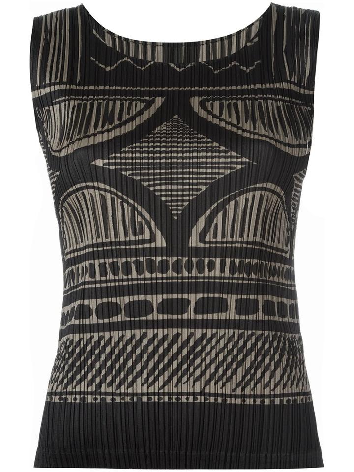 'painted Pottery' Tank - Women - Polyester - 3, Black, Polyester, Pleats Please By Issey Miyake