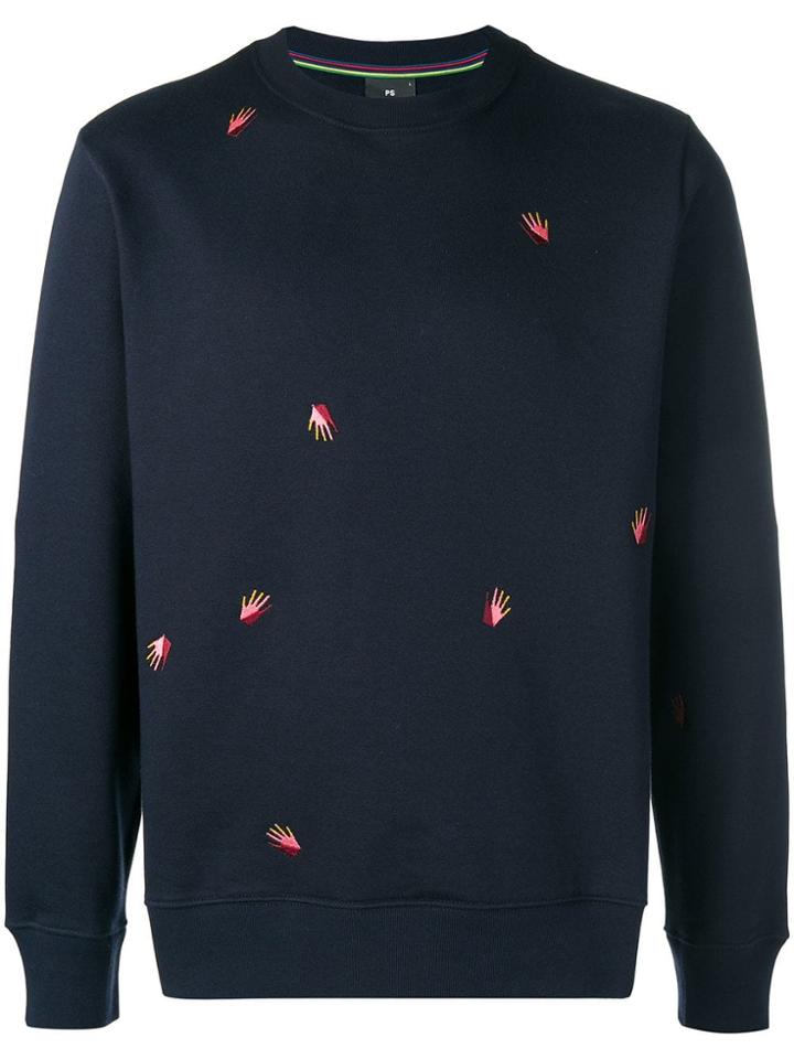 Ps By Paul Smith Embroidered Long-sleeve Sweatshirt - Blue