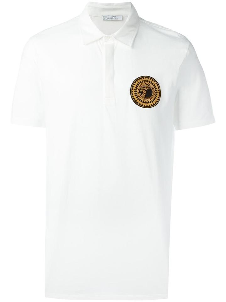 Versace Medusa Patch Polo Shirt, Men's, Size: Xl, White, Cotton