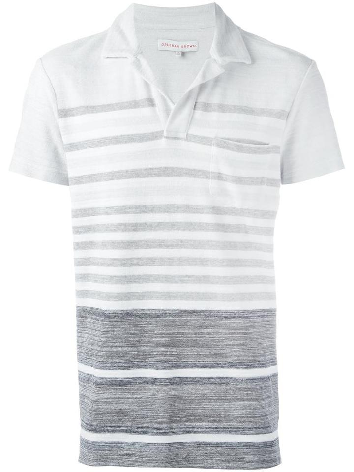 Orlebar Brown Striped Polo Shirt, Men's, Size: Small, White, Cotton