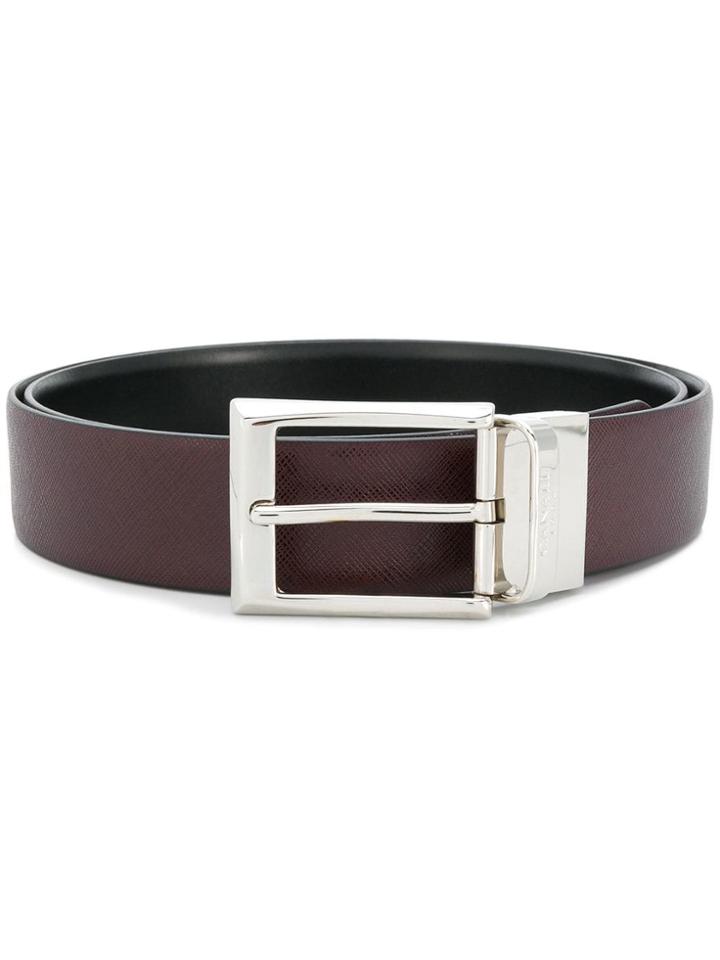 Canali Grained Leather Belt - Pink & Purple