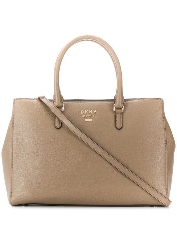 Dkny Logo Plaque Tote - Neutrals