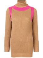 Victoria Beckham Contrast Panel Roll Neck Jumper - Neutrals
