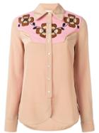 Coach Floral Yoke Shirt, Women's, Size: 2, Pink/purple, Silk/viscose