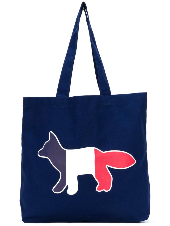 Maison Kitsuné Tricolour Fox Tote Bag - Blue