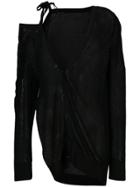 Ann Demeulemeester Lace-up Sleeve Knitted Cardigan - Black