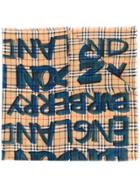 Burberry Graffiti Print Check Scarf - Multicolour