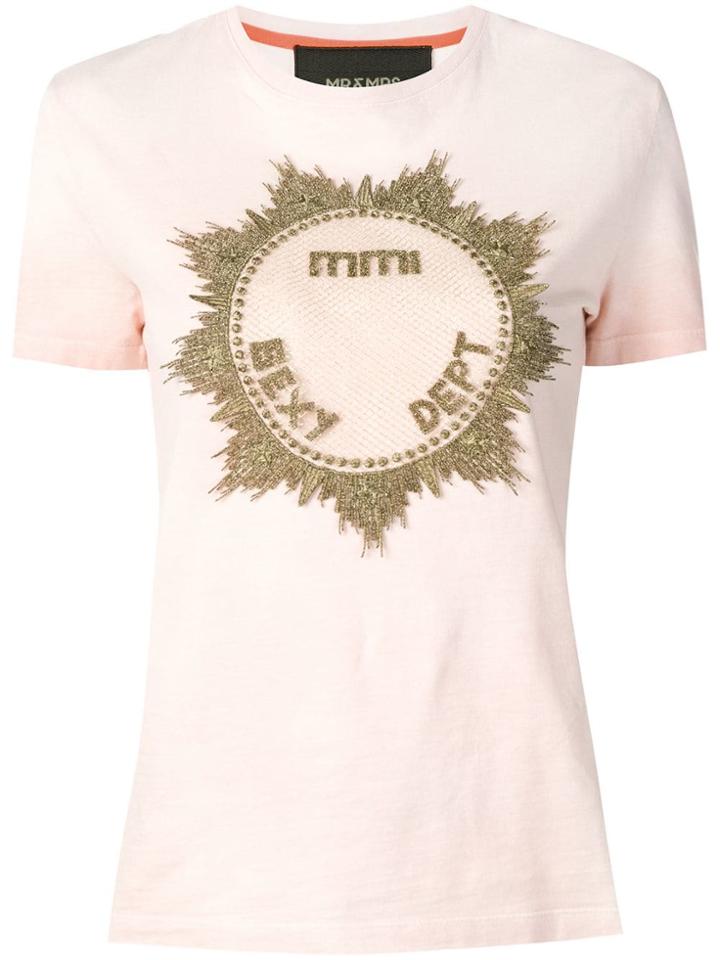 Mr & Mrs Italy Metallic Embroidered T-shirt - Pink