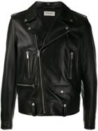 Saint Laurent Off-centre Zipped Leather Jacket - Black