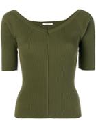 Charlott Short-sleeve Fitted Sweater - Green