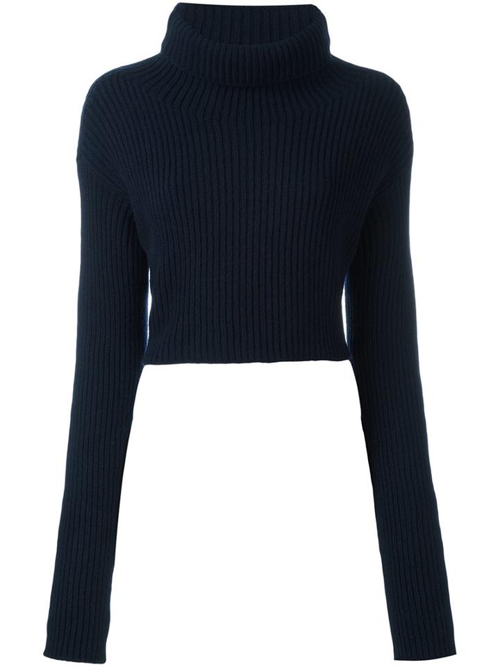 Valentino Cropped Jumper, Women's, Size: Xs, Blue, Cashmere/virgin Wool