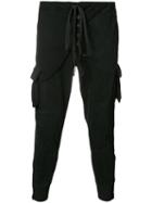 Greg Lauren - Drawstring Tapered Cropped Trousers - Men - Acetate - 2, Black, Acetate