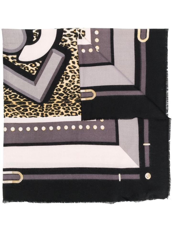 Liu Jo Leopard Print Scarf - Black