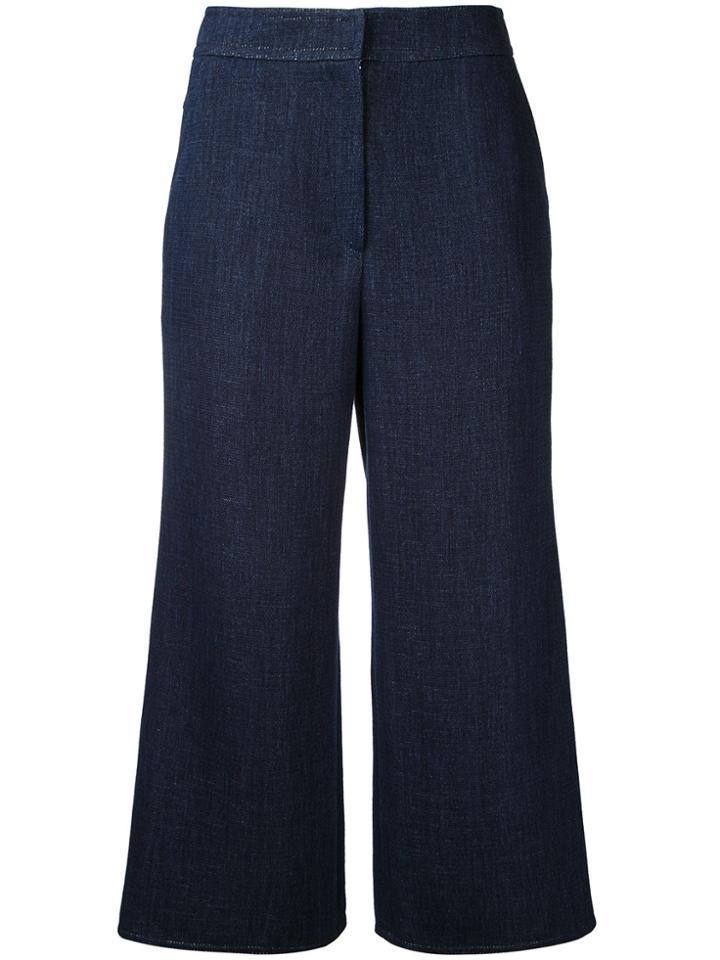 Goen.j Cropped Wide Leg Trousers - Blue