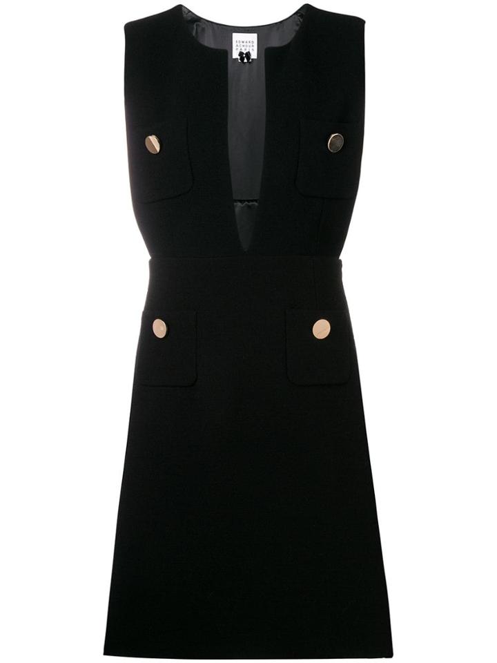 Edward Achour Paris Deep V-neck Dress - Black