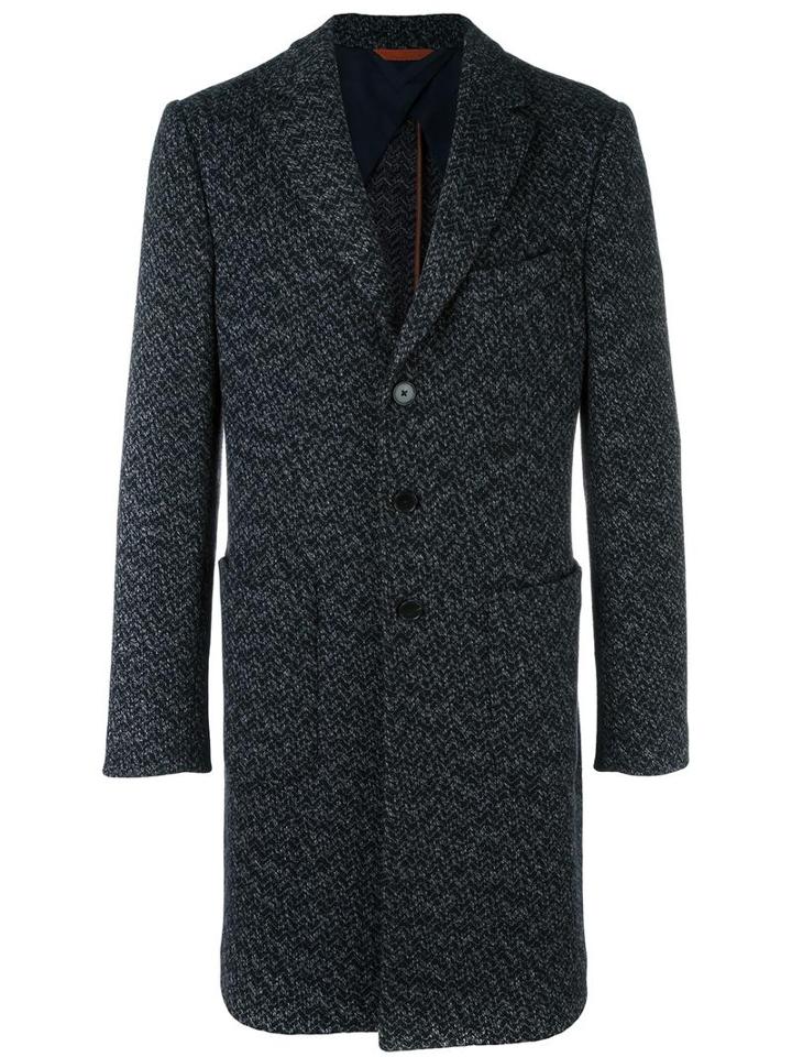 Missoni Chevron Pattern Coat, Men's, Size: 48, Black, Wool/alpaca/cotton/polyester