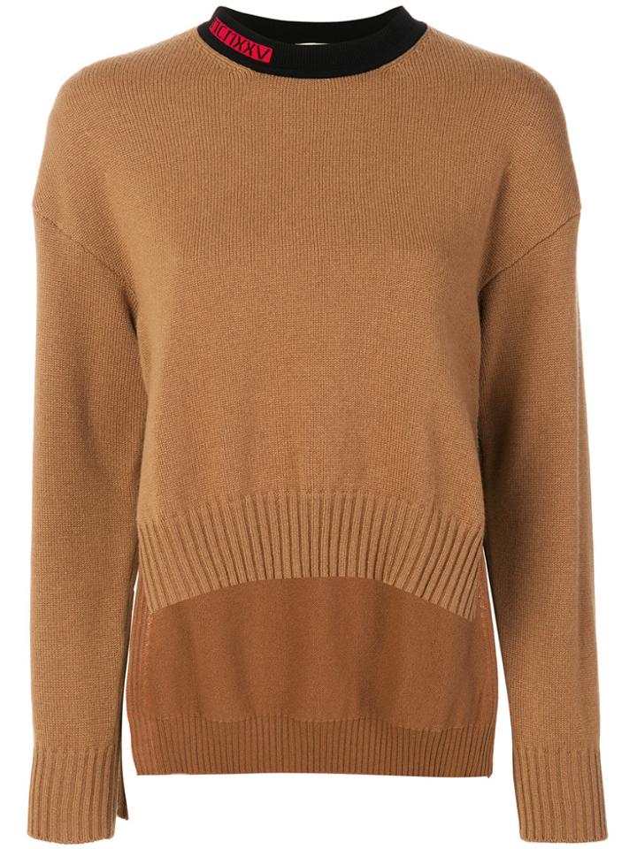 Fendi Contrast Collar Sweater - Brown
