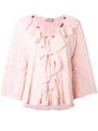 Paul & Joe - Ruffle Trim Blouse - Women - Silk - 2, Pink/purple, Silk