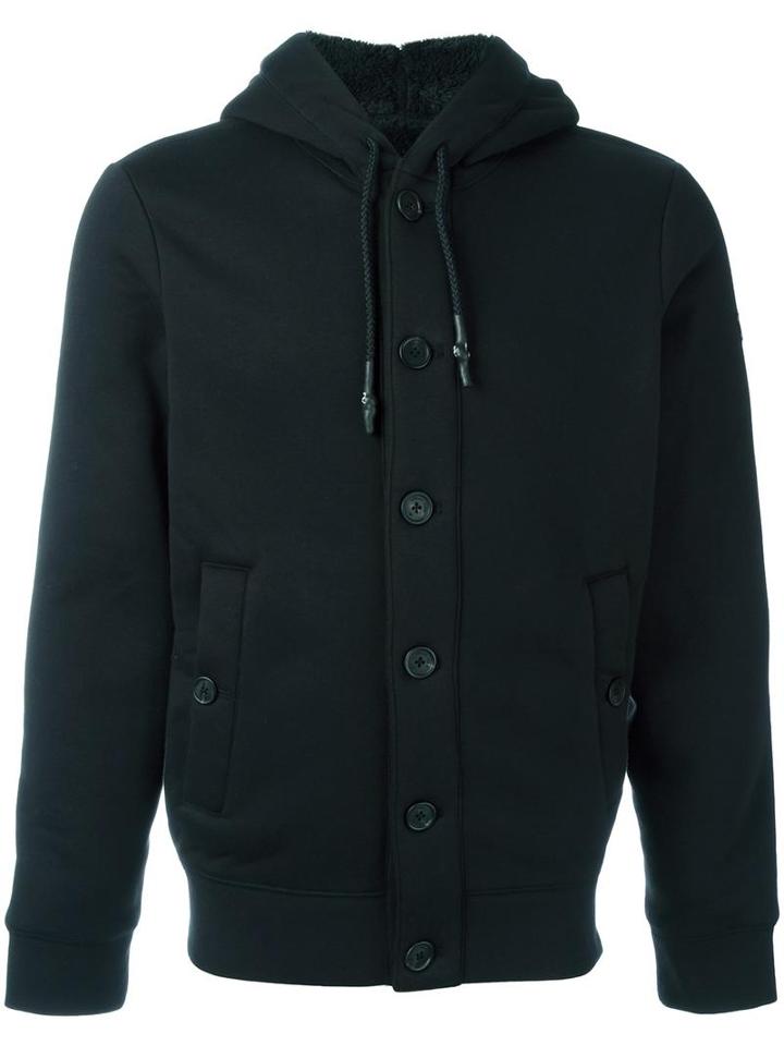 Armani Jeans Lined Hooded Jacket, Men's, Size: Large, Black, Cotton/polyester