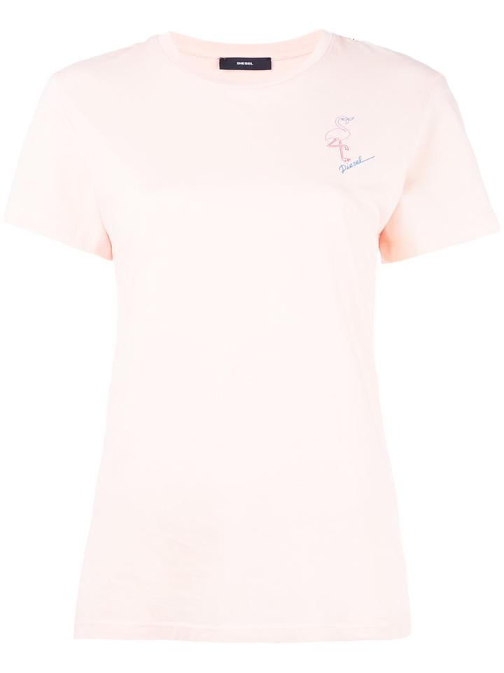 Diesel 't-sully-ap' Flamingo Print T-shirt, Women's, Size: Small, Pink/purple, Cotton