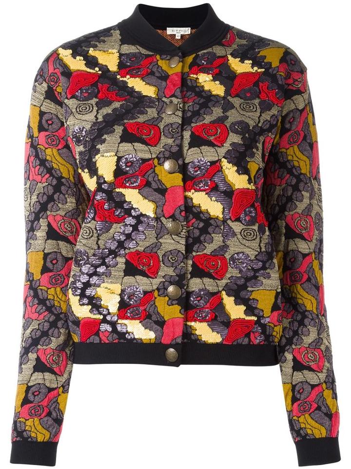 Etro Embroidered Bomber Jacket, Women's, Size: 42, Black, Viscose/polyester/metallic Fibre