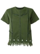 Andrea Bogosian Embellished Top, Women's, Size: P, Green, Cotton/polyester