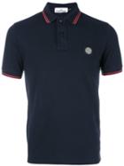 Stone Island Logo Patch Polo Shirt, Size: Large, Blue, Cotton/spandex/elastane
