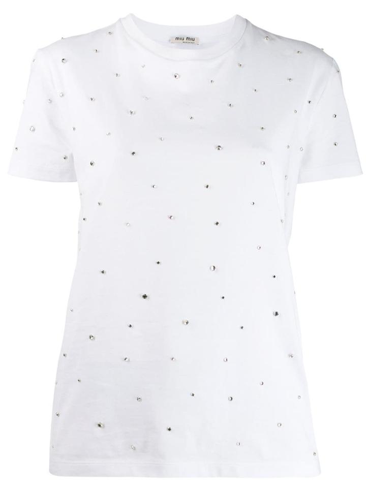 Miu Miu Crystal-embellished T-shirt - White