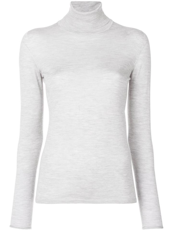 Le Tricot Perugia High Neck Jumper - Grey