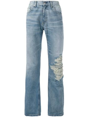 Warren Lotas Distressed Straight-leg Jeans - Blue
