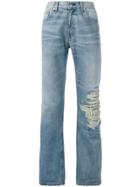 Warren Lotas Distressed Straight-leg Jeans - Blue