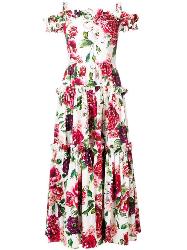 Dolce & Gabbana Off-the-shoulder Floral Dress - White
