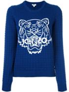 Kenzo 'tiger' Textured Jumper, Women's, Size: Small, Blue, Wool