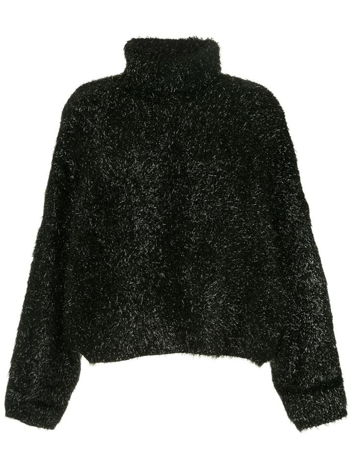 Ports 1961 Detachable Collar Fluffy Jumper - Black