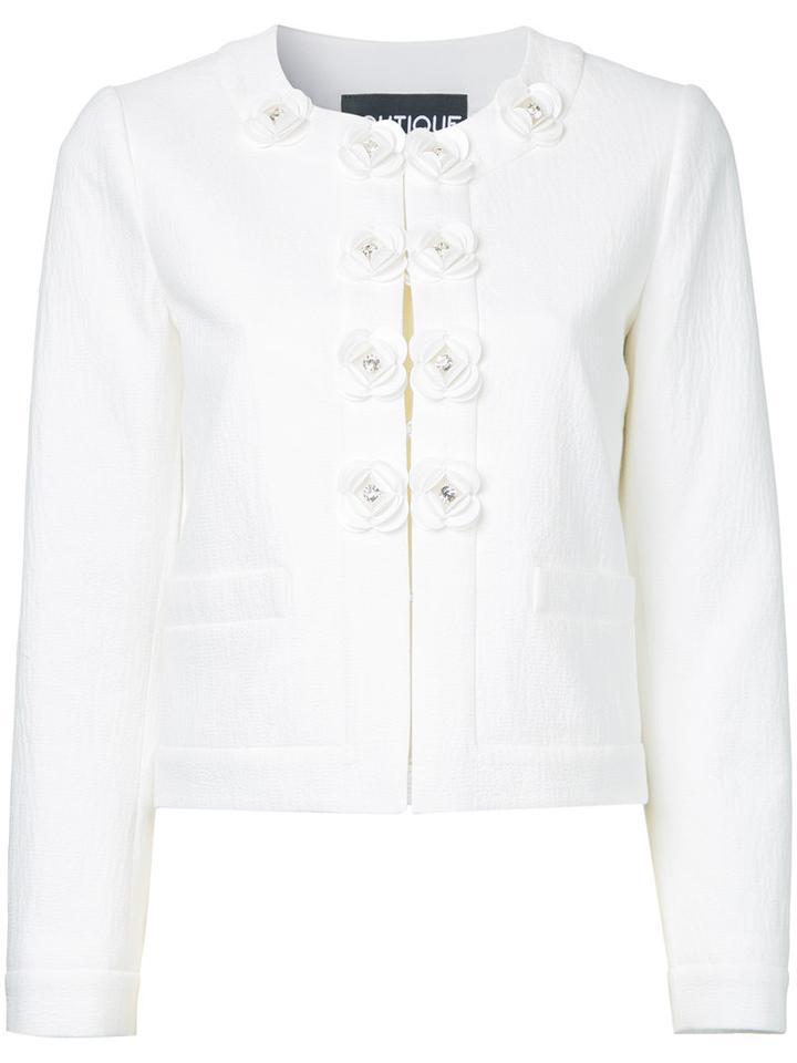 Boutique Moschino Floral Buttons Jacket, Women's, Size: 42, White, Cotton/other Fibres