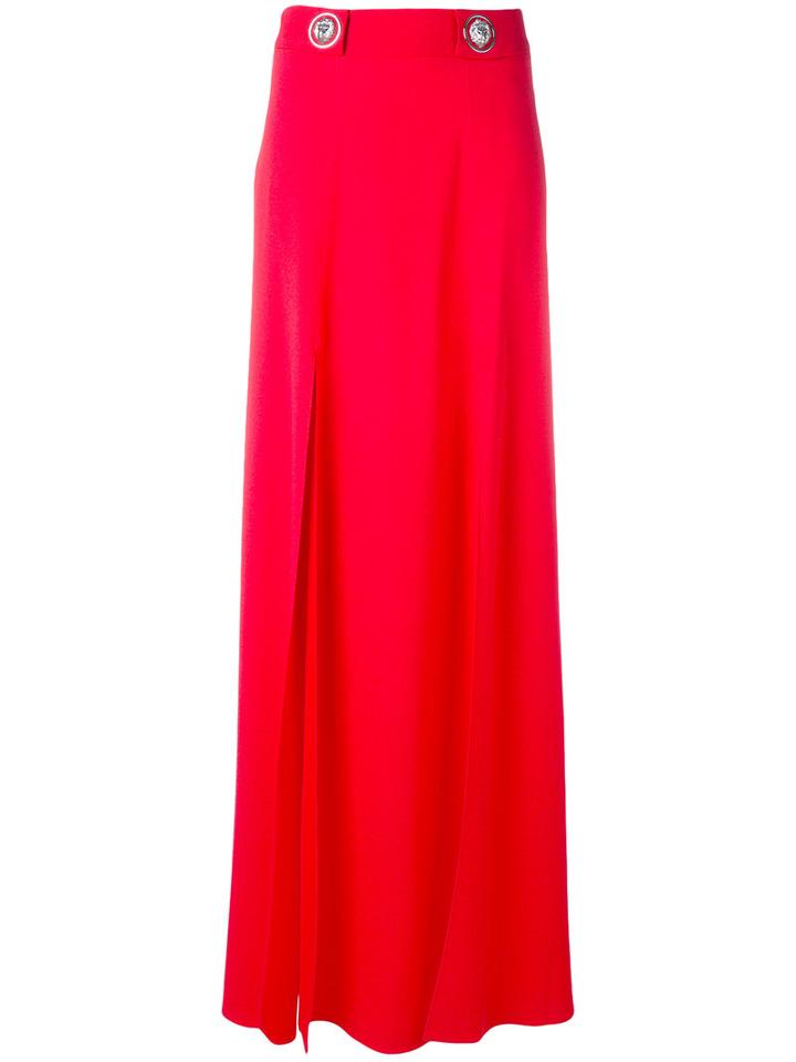 Versus - Logo Plaque Maxi Skirt - Women - Acetate/viscose - 38, Red, Acetate/viscose