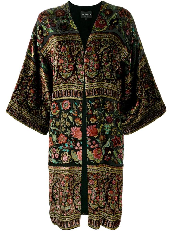 Etro Velvet Paisley Kimono - Black