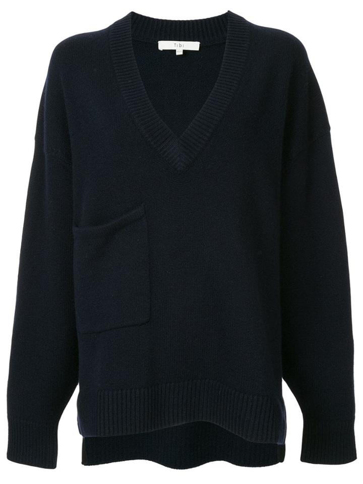 Tibi V-neck Sweater - Blue