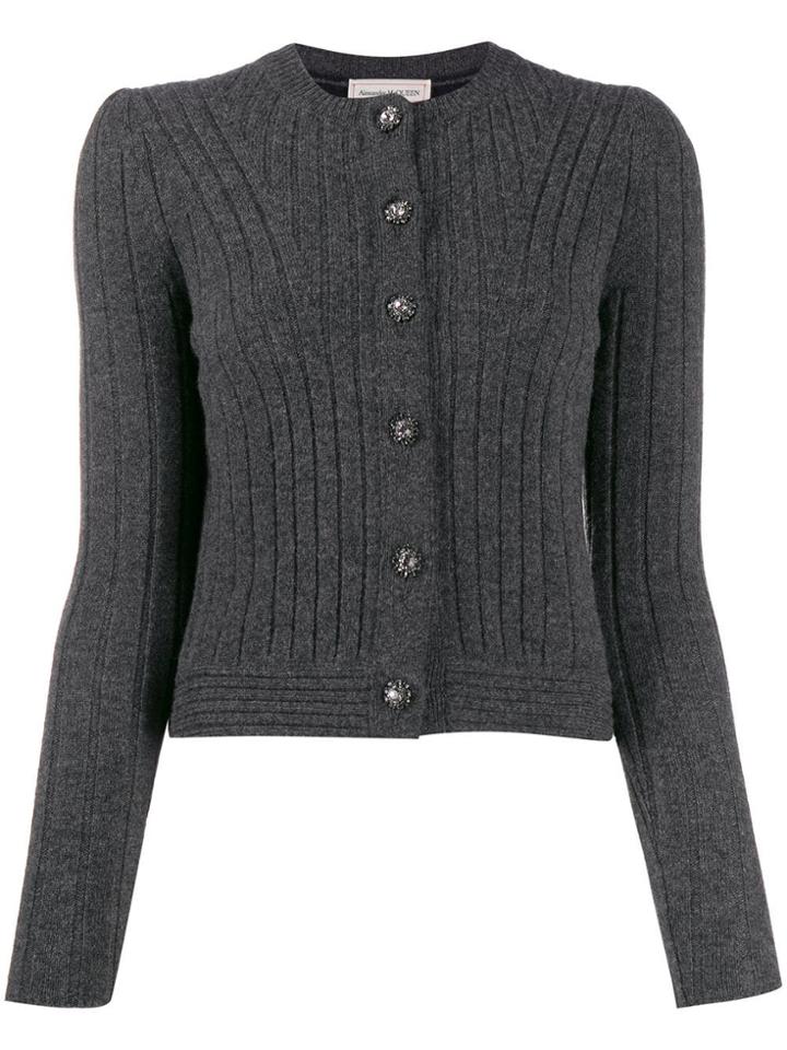 Alexander Mcqueen Contrast Back Cardigan - Grey