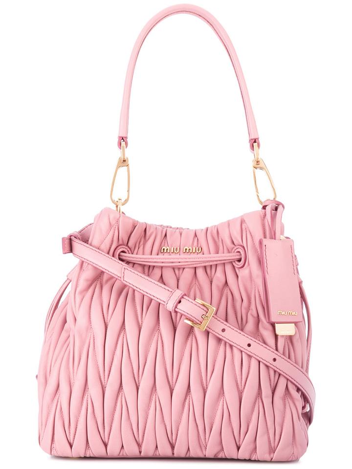 Miu Miu Textured Satchel, Women's, Pink/purple, Calf Leather