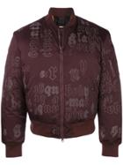 Yang Li Printed Typography Bomber Jacket - Red